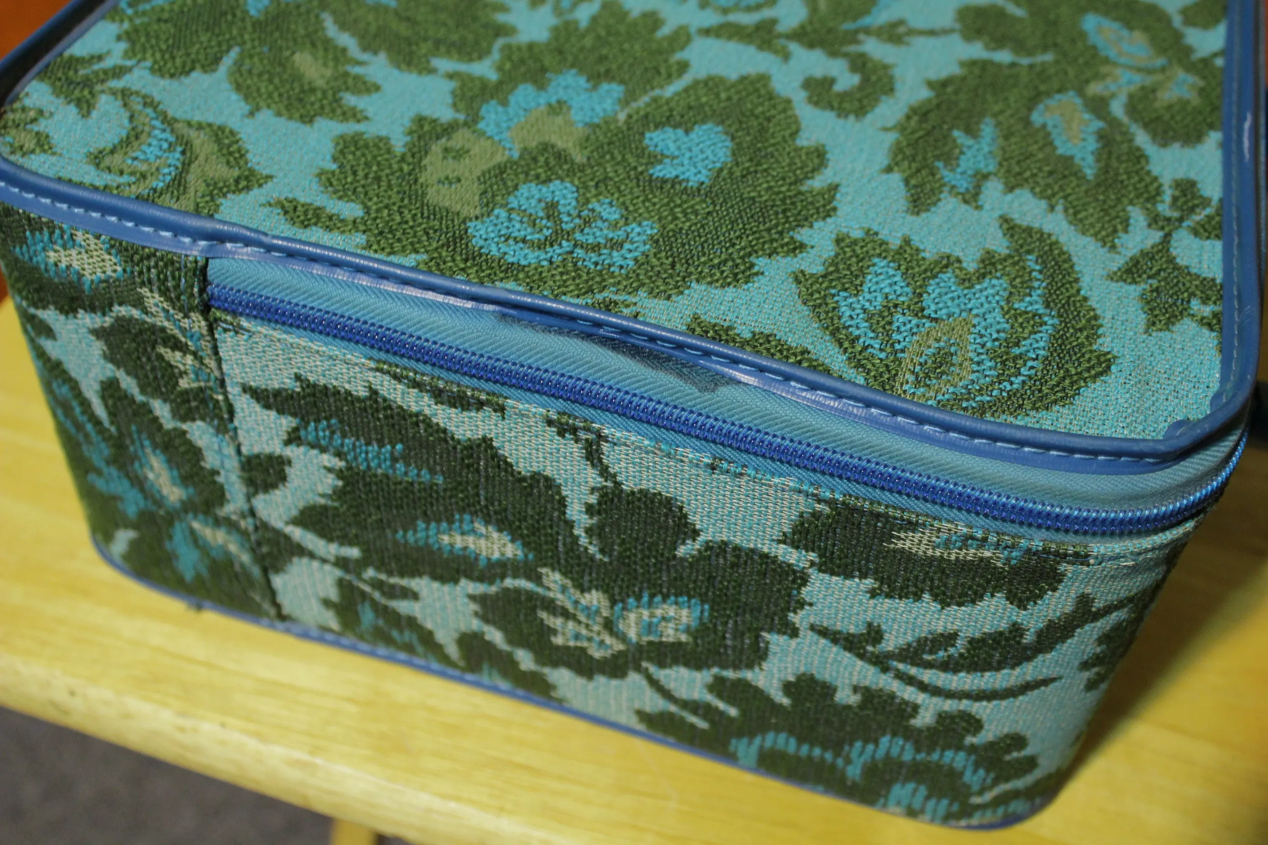 1960's 1970's Vintage Fabric Floral Small Suitcase