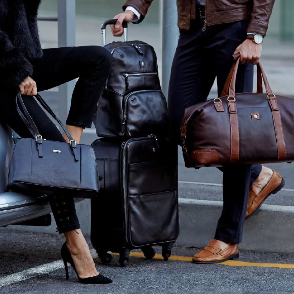 Compact 50cm Brown 4-Wheel Cabin Trolley Luggage