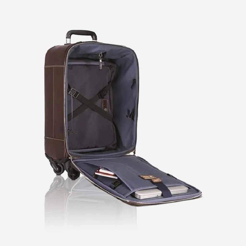 Compact 50cm Brown 4-Wheel Cabin Trolley Luggage