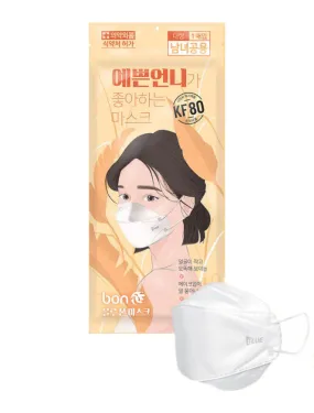 Blue Bon Mask KF80 Large Size 3D Unisex Multi 4 Stage Filter Disposable Mask White Color