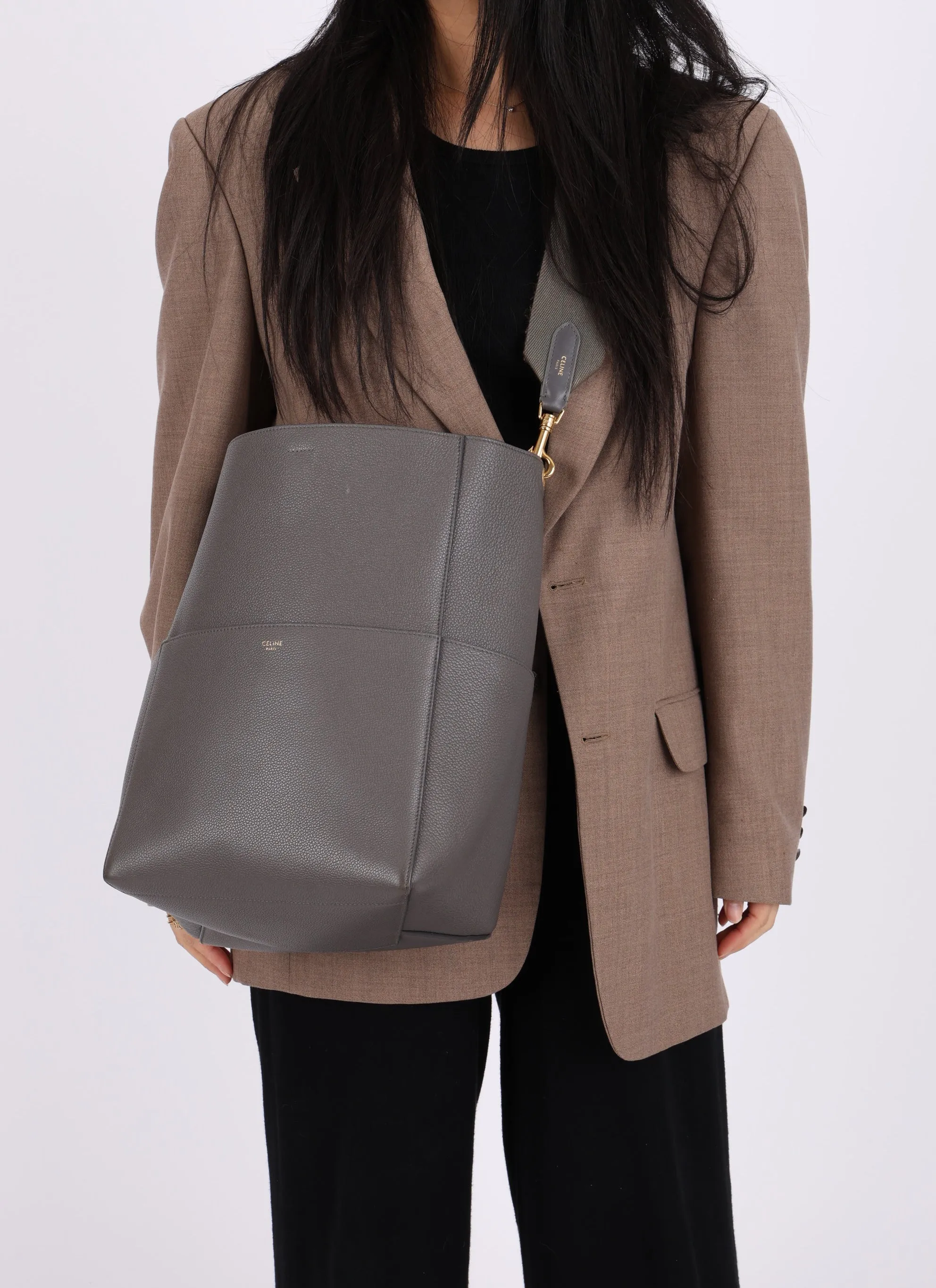 Celine Leather Medium Sangle Tote