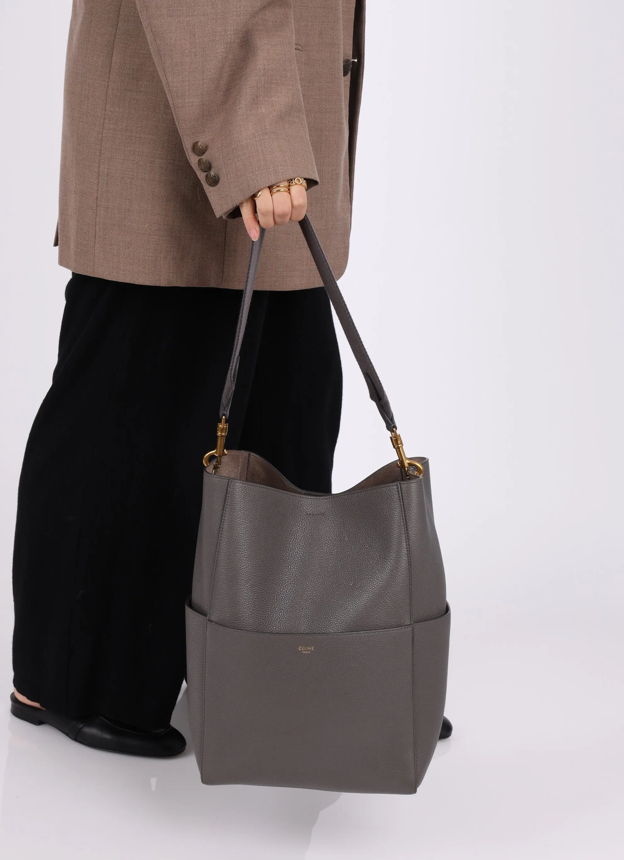 Celine Leather Medium Sangle Tote