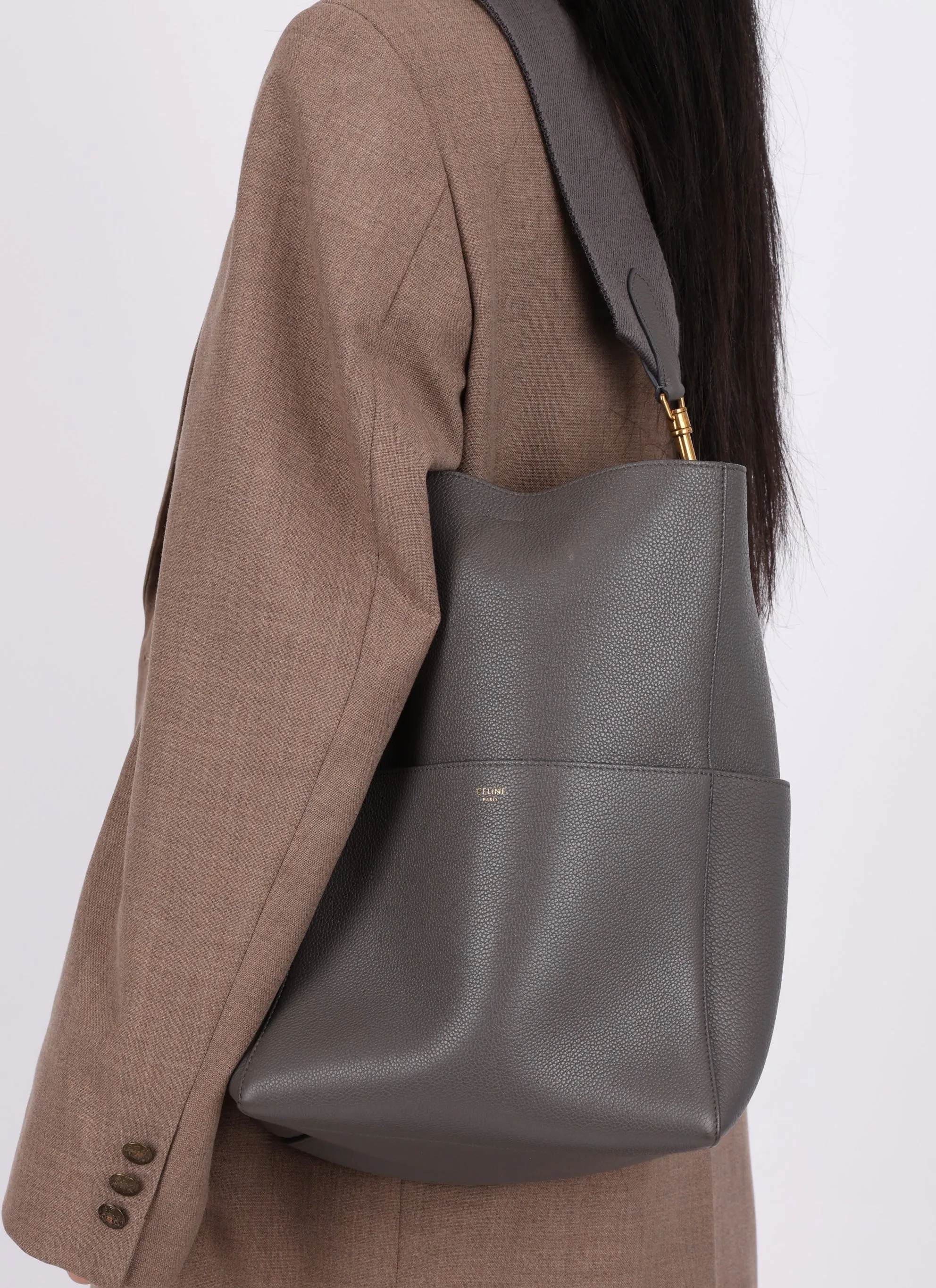Celine Leather Medium Sangle Tote