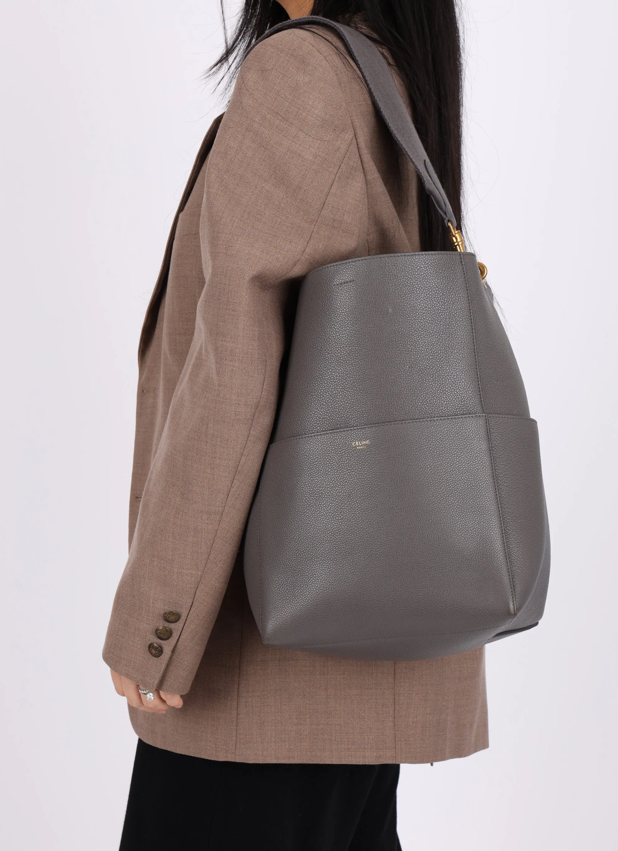 Celine Leather Medium Sangle Tote