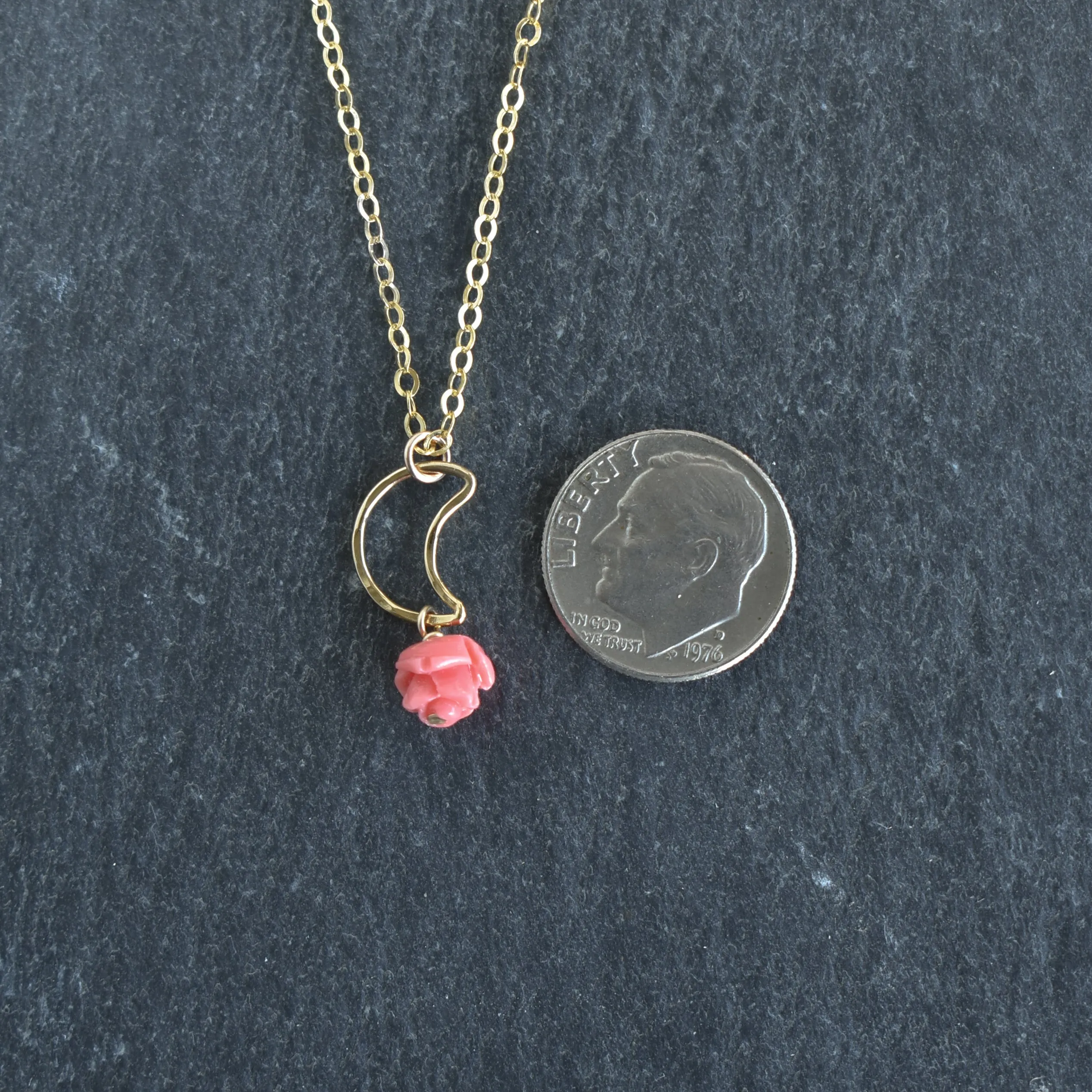 Crescent Moon Mahina and Lokelani Necklace