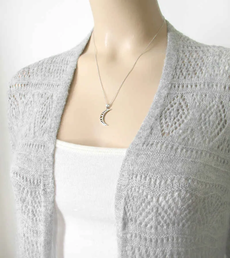 Crescent Moon With Cut-Out Moon Phases Pendant