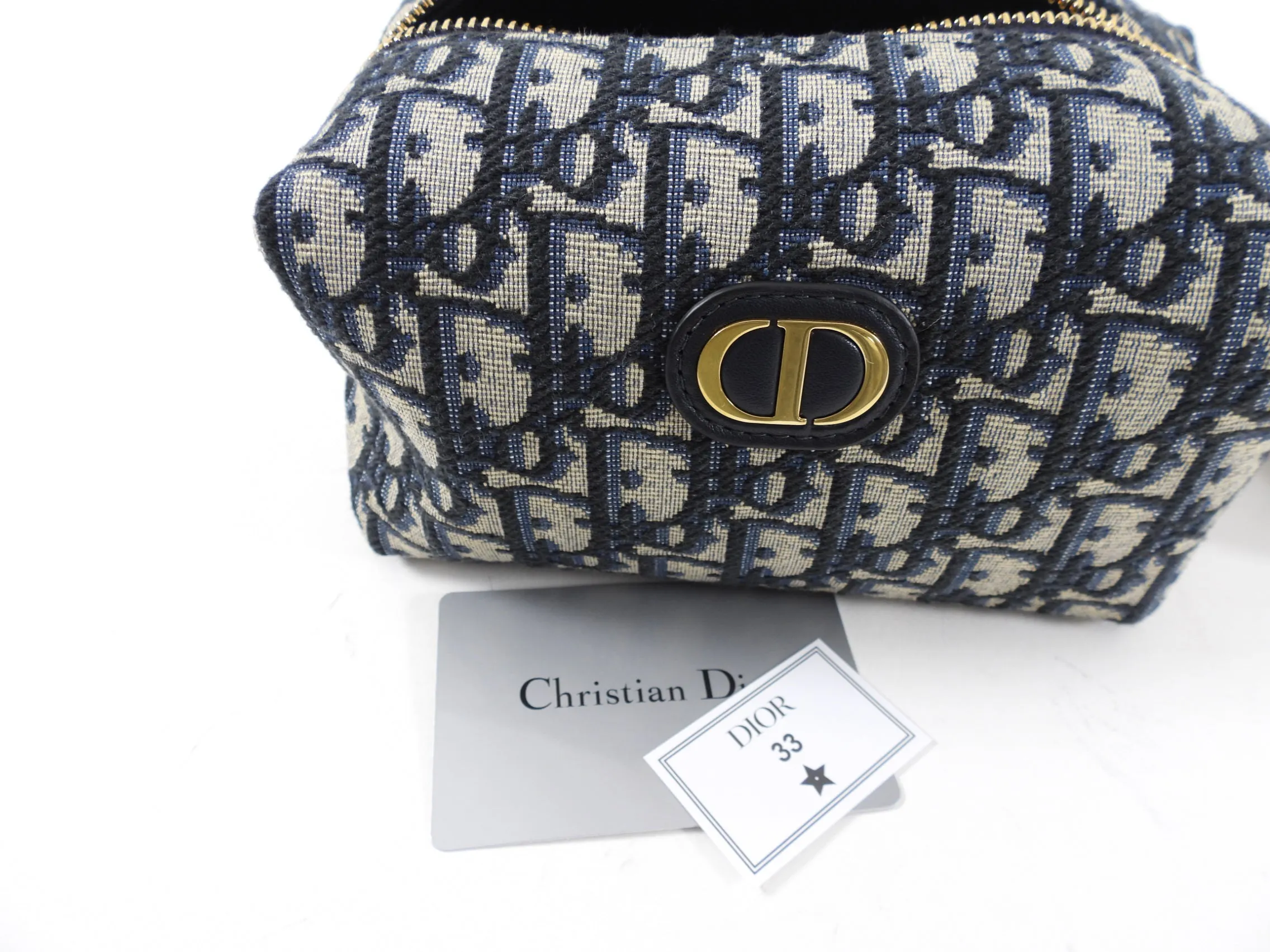 Dior Navy Monogram Oblique Jacquard Vanity Travel Pouch