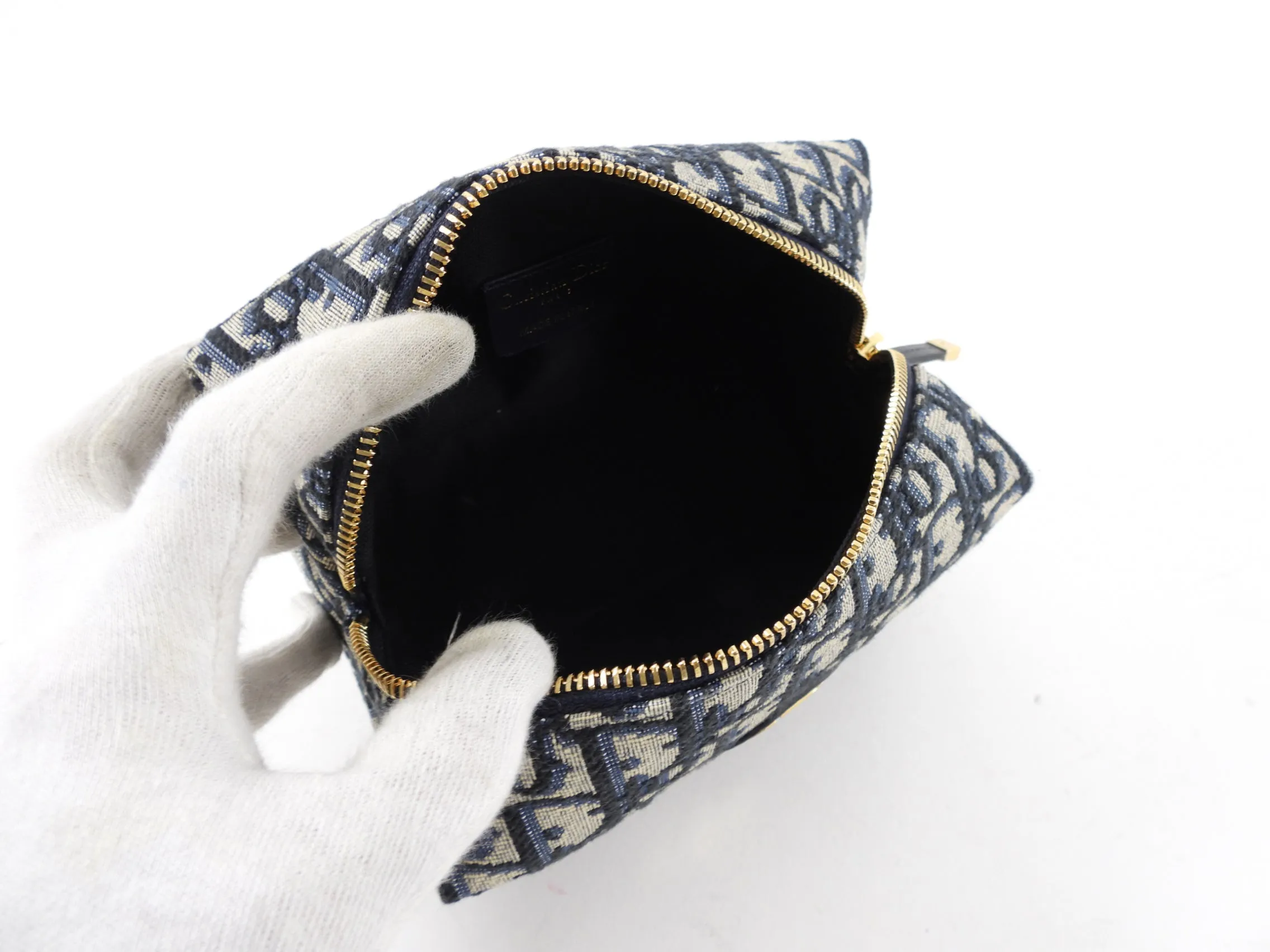 Dior Navy Monogram Oblique Jacquard Vanity Travel Pouch