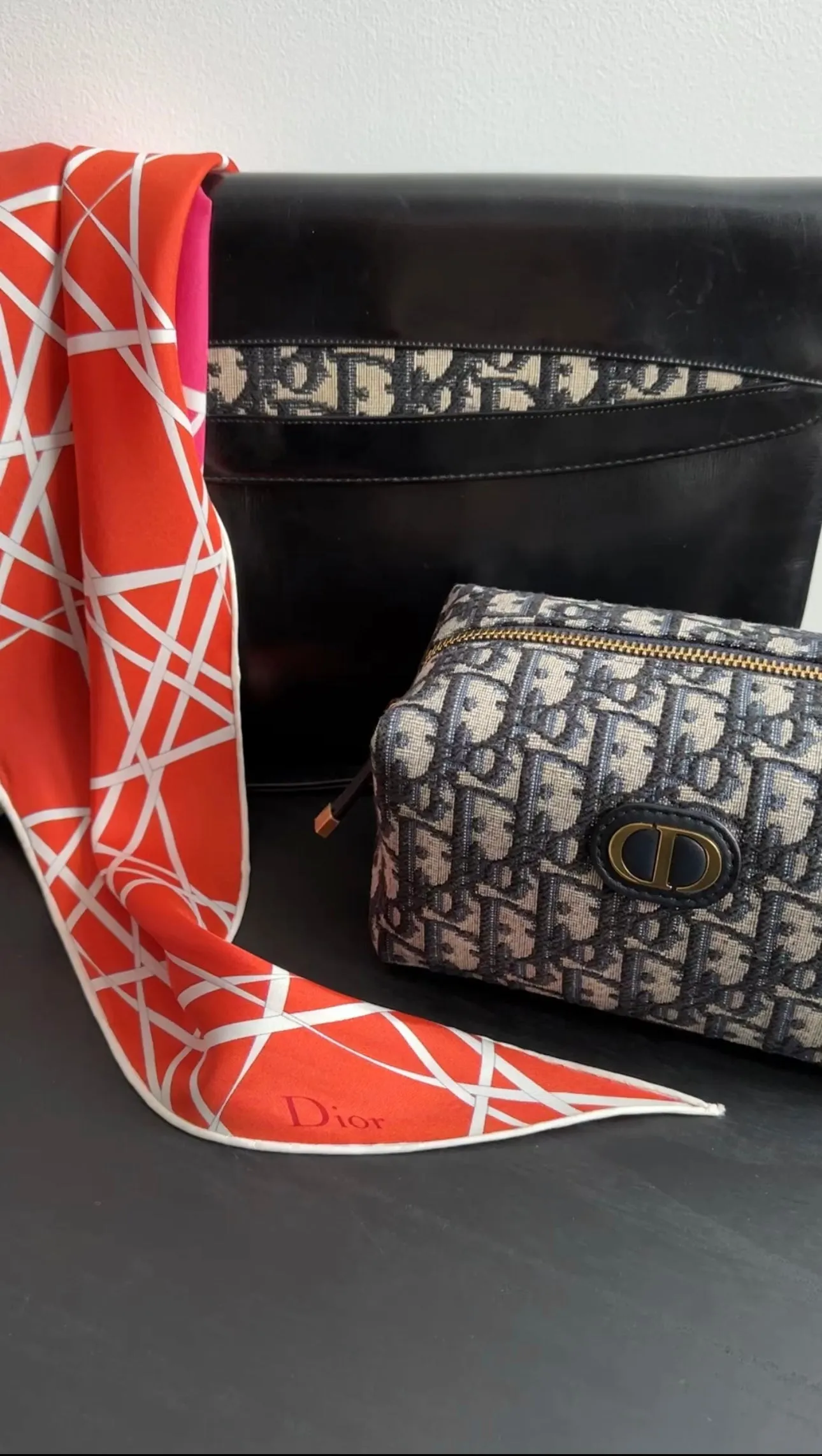 Dior Navy Monogram Oblique Jacquard Vanity Travel Pouch