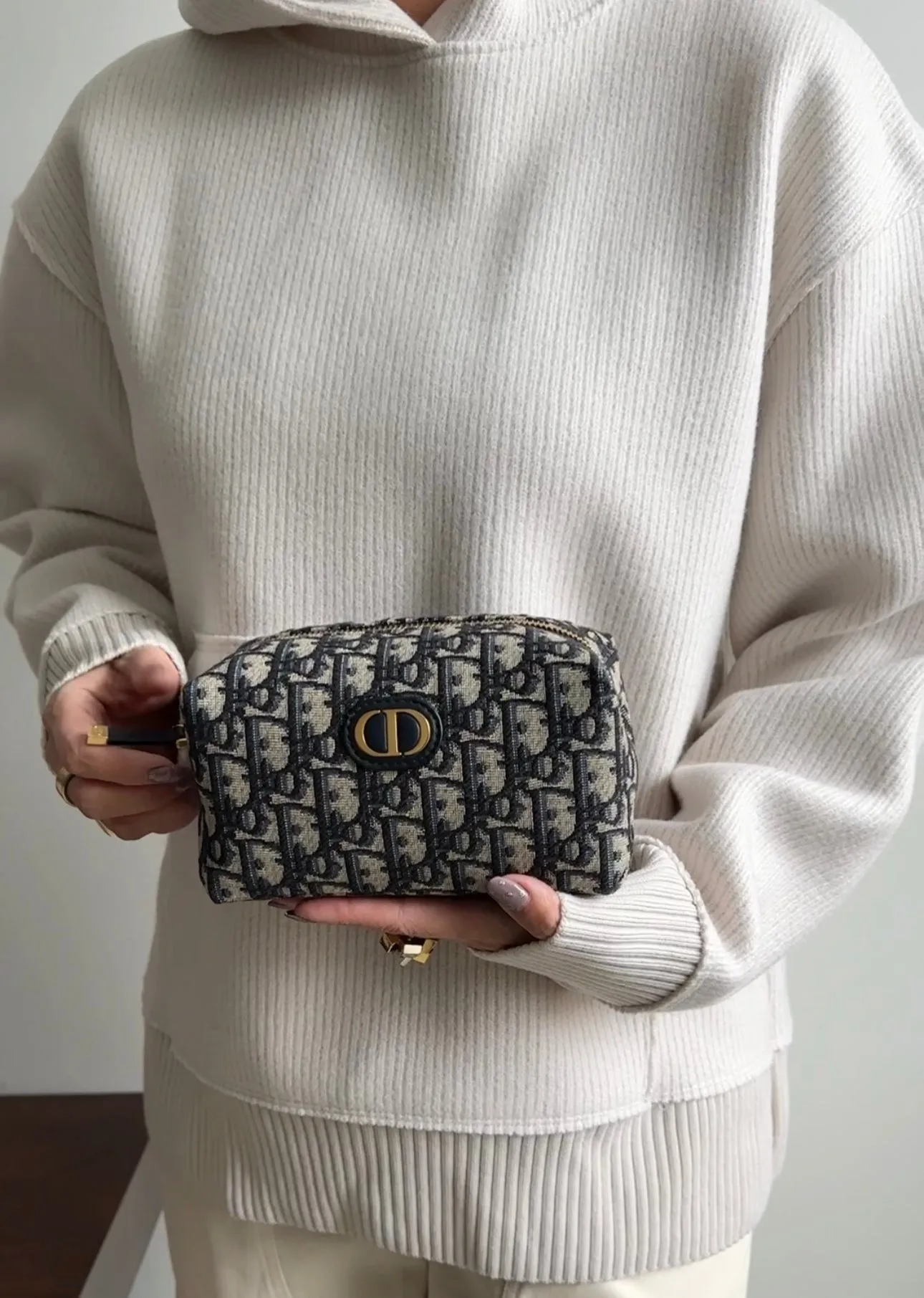 Dior Navy Monogram Oblique Jacquard Vanity Travel Pouch