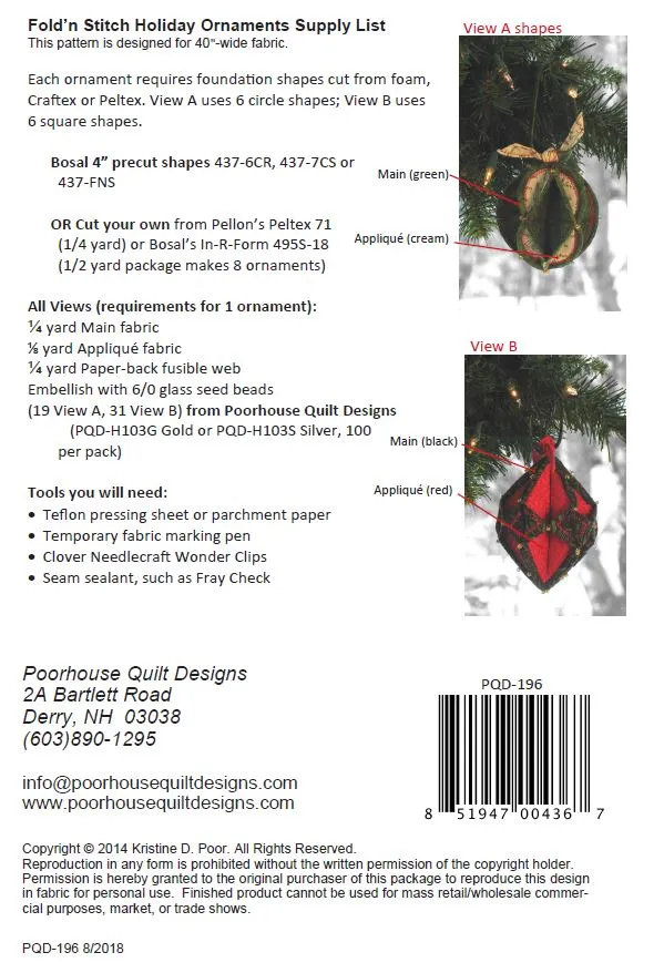 Fold'n Stitch Holiday Ornaments