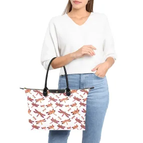 Gathering White Single-Shoulder Lady Handbag