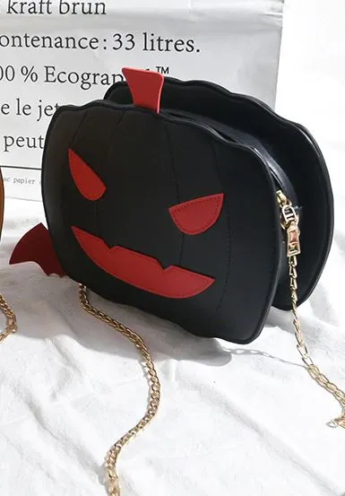 Jack O' Lantern Pumpkin Crossbody Bag w/ Chain