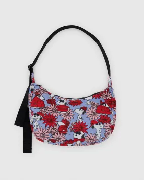 Medium Nylon Crescent Bag - Floral Snoopy