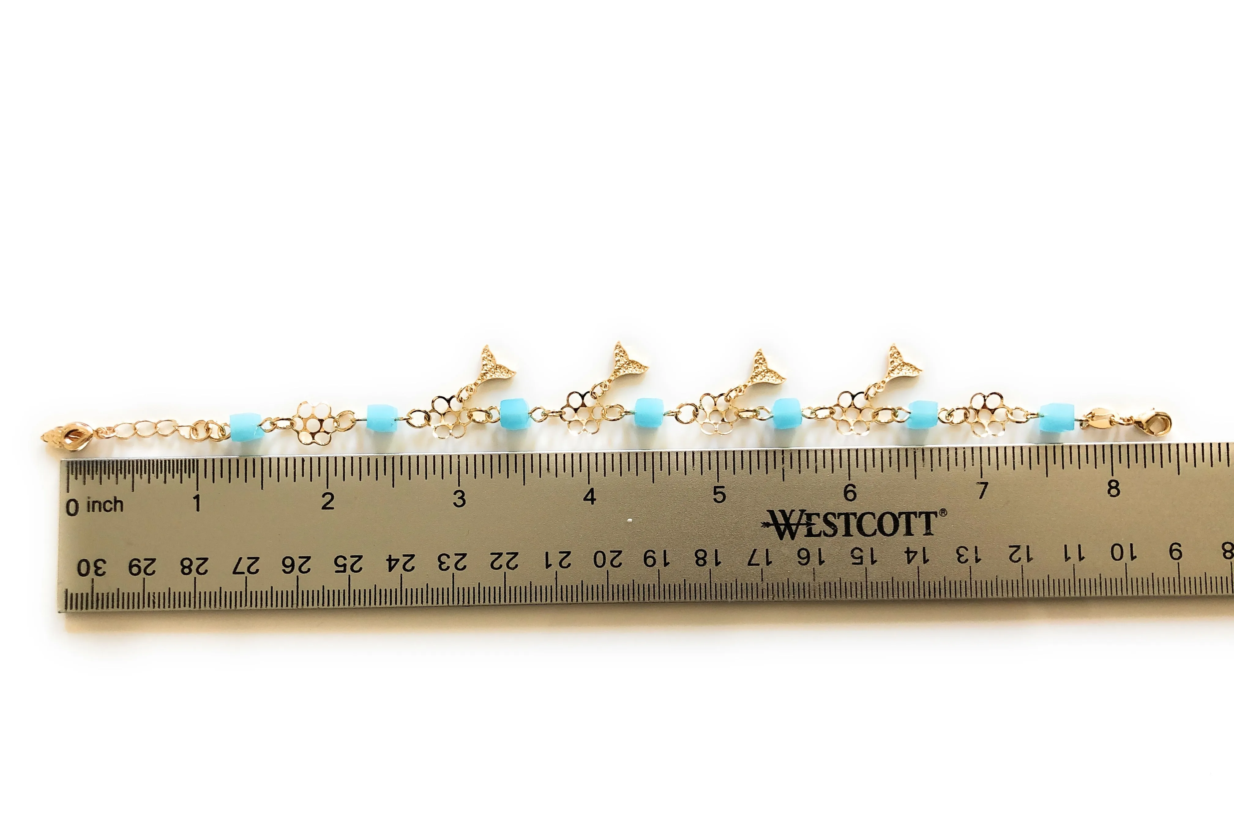 Mermaid Bracelet for Women Square Blue Crystal Adjustable Bracelet Cowrie Charm