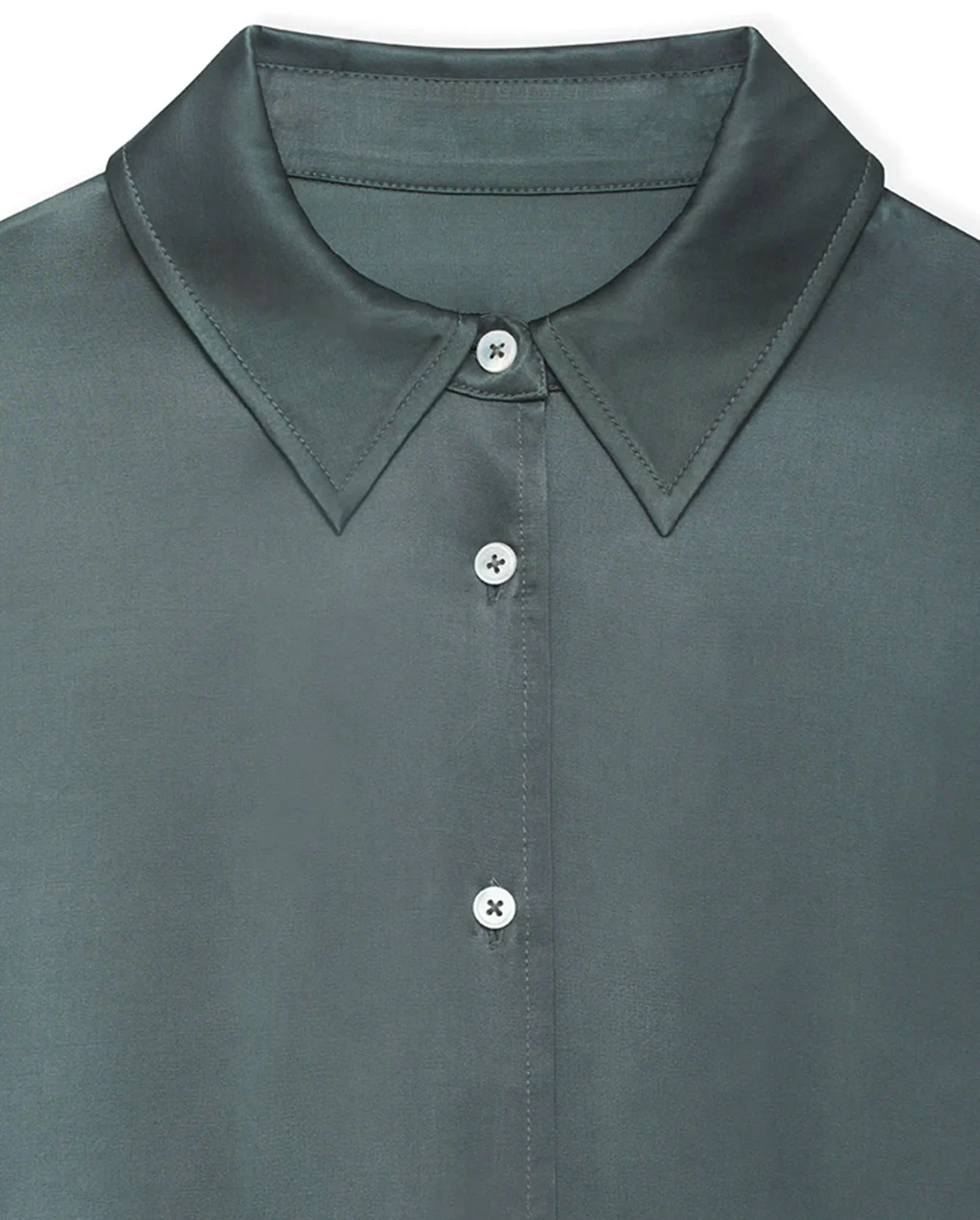 MONICA SILK SHIRT / DARK SAGE