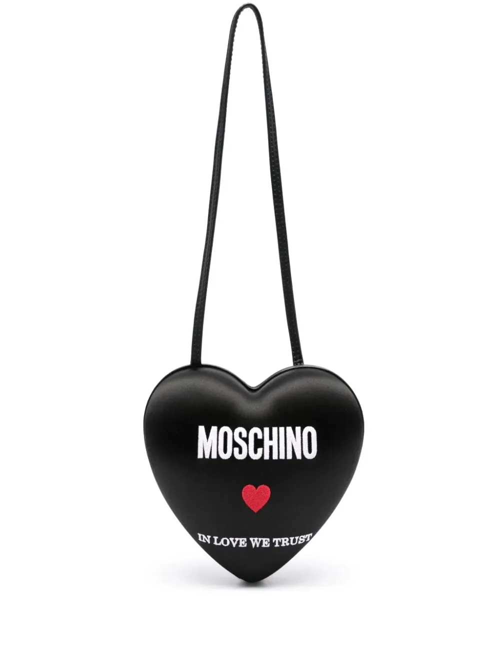 MOSCHINO LOGO-EMBROIDERED LEATHER SHOULDER BAG