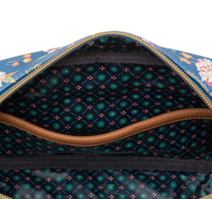 Petites Fleurs Small Square Cosmetic Bag Blue