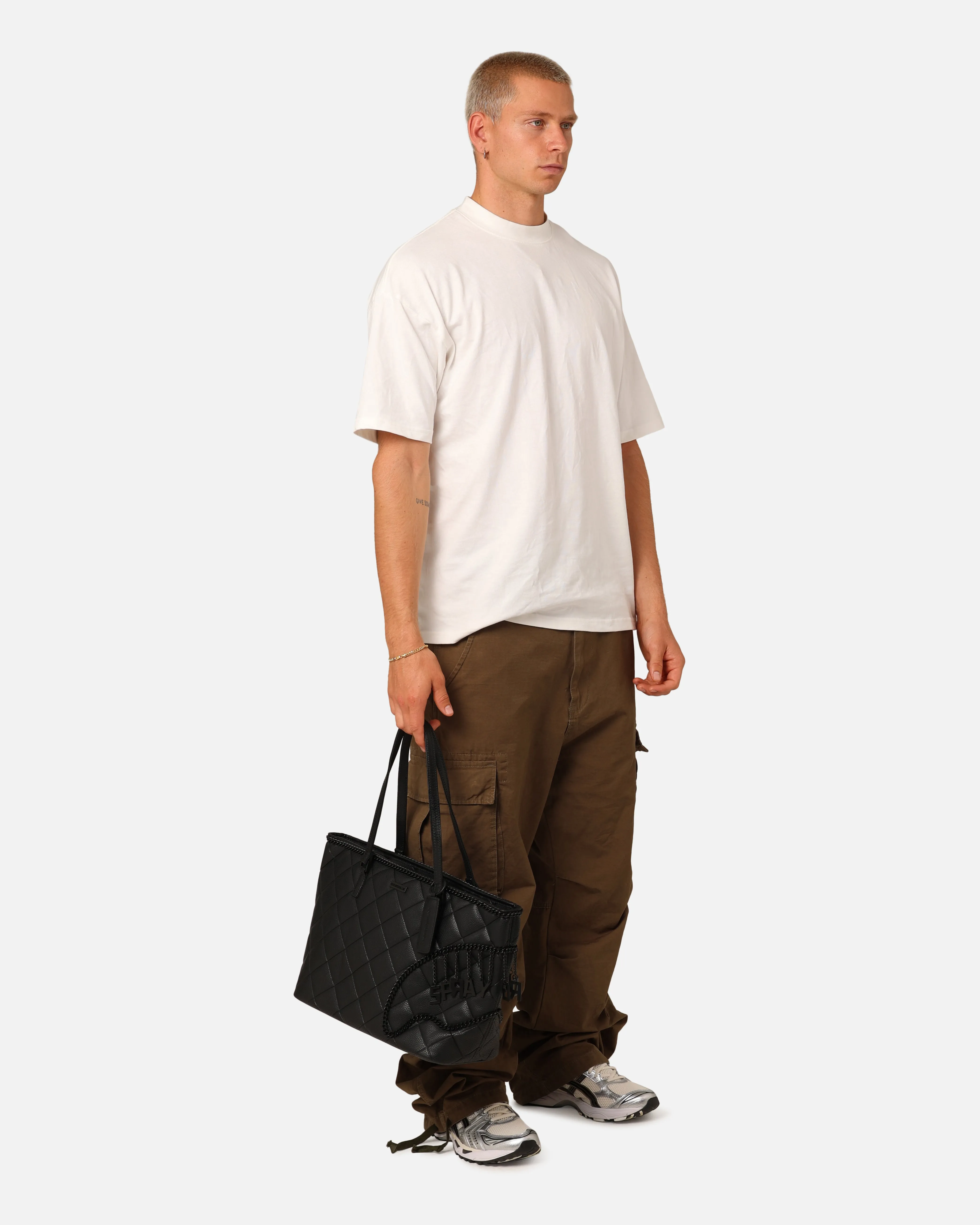 Sprayground Quilt With 1 Line Stitch Tote Bag Black/Gold