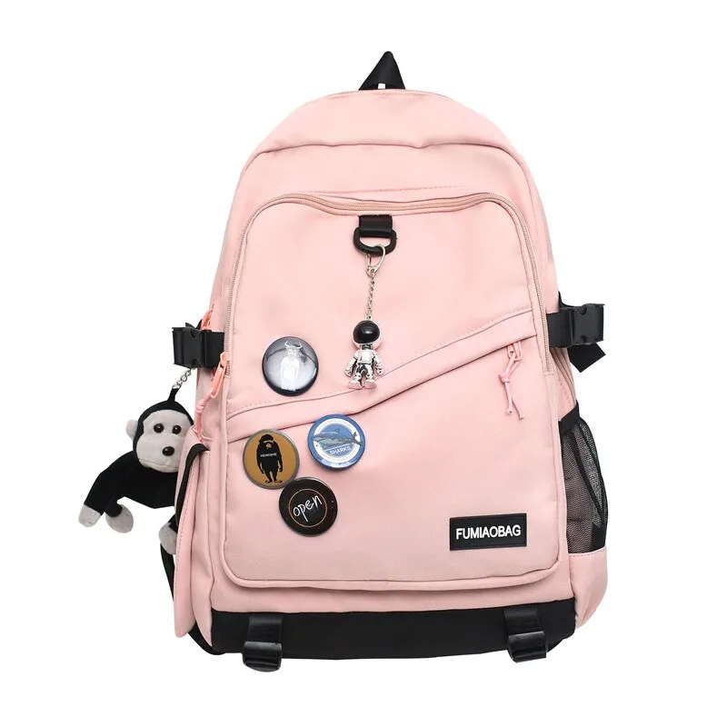 Wenkouban Cool Trendy Ladies Male Badge Bag Men Women Travel Net School Backpack Girl Boy Mesh Student Backpack Female College Bag Fashion