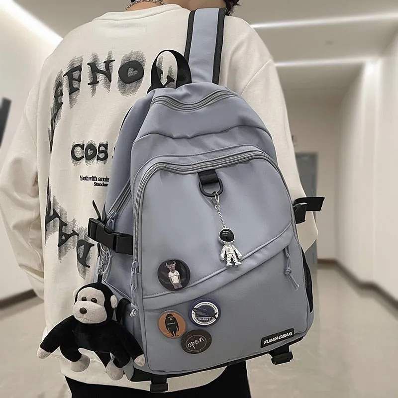 Wenkouban Cool Trendy Ladies Male Badge Bag Men Women Travel Net School Backpack Girl Boy Mesh Student Backpack Female College Bag Fashion