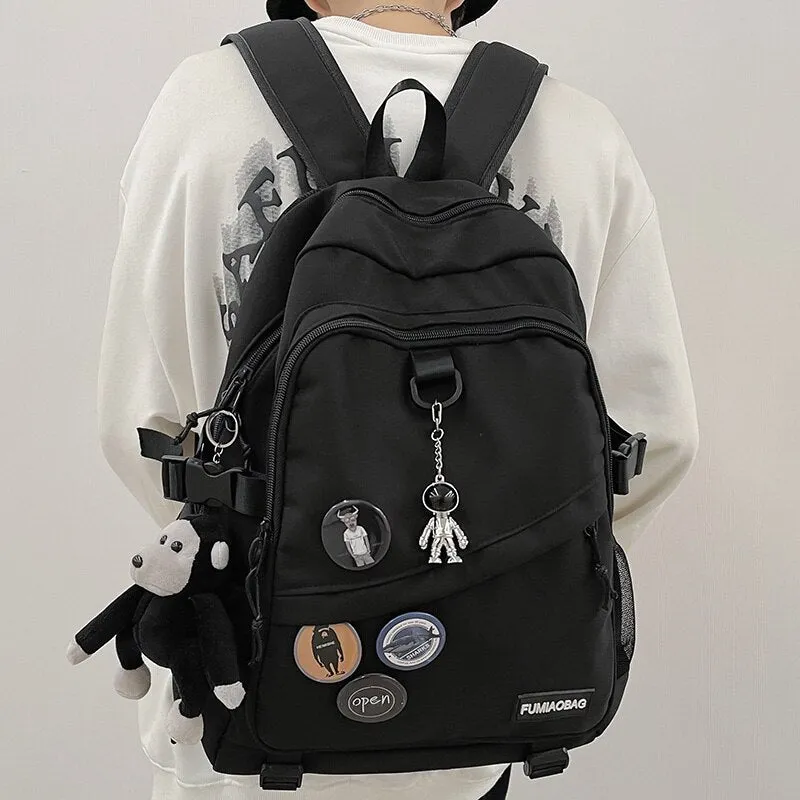 Wenkouban Cool Trendy Ladies Male Badge Bag Men Women Travel Net School Backpack Girl Boy Mesh Student Backpack Female College Bag Fashion