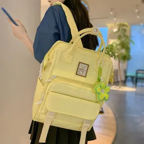 Wenkouban New Women Yellow Cute Trendy School Bag Girl Travel Book Backpack Fashion Lady Student Bag Female Laptop College Backpack Kawaii
